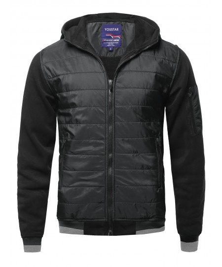 Men's Men's Solid Quilted Bomber Jacket