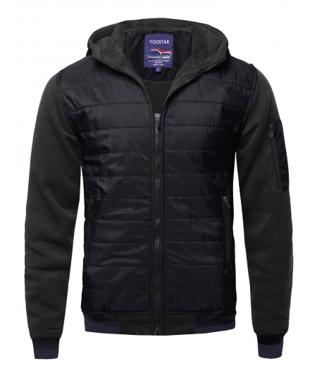 Men's Men's Solid Quilted Bomber Jacket