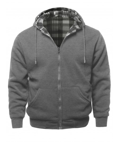 Men's Men's Hoodies Zip Up Reversible Winter Sweatshirt Jacket