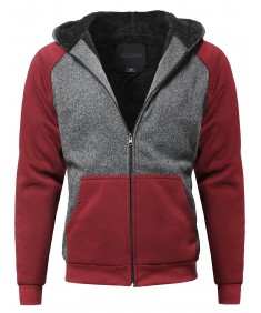 Men's Classic Sherpa Lining Raglan Sleeve Color Blocked Hoodie