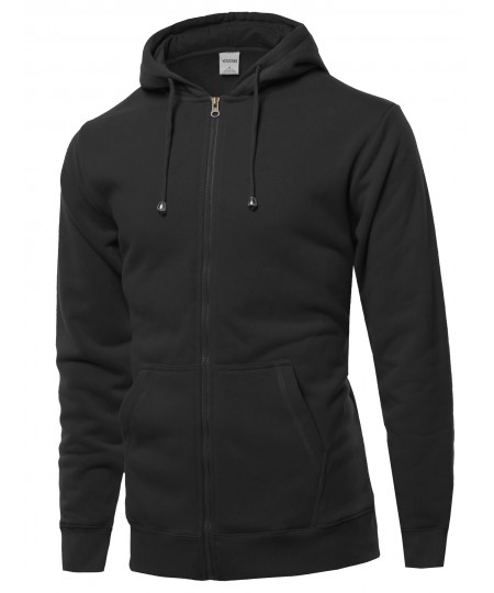 Men's Solid Dry Fit Zip Up Hoodie