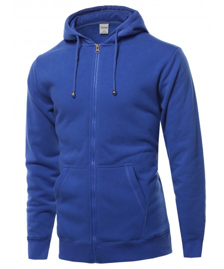 Men's Solid Dry Fit Zip Up Hoodie