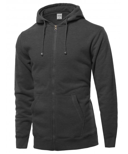 Men's Solid Dry Fit Zip Up Hoodie