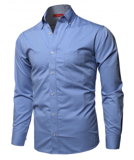 Men's Cotton Based Casual Formal Stylish Long Sleeves Button Down Shirt