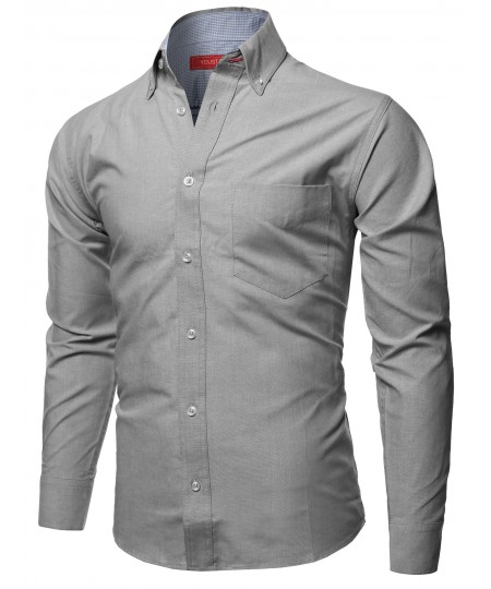 Men's Cotton Based Casual Formal Stylish Long Sleeves Button Down Shirt