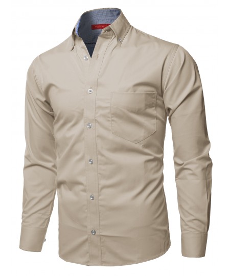 Men's Cotton Based Casual Formal Stylish Long Sleeves Button Down Shirt