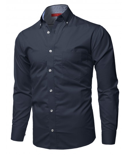 Men's Cotton Based Casual Formal Stylish Long Sleeves Button Down Shirt