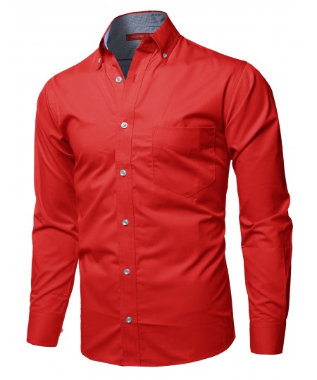 Men's Cotton Based Casual Formal Stylish Long Sleeves Button Down Shirt