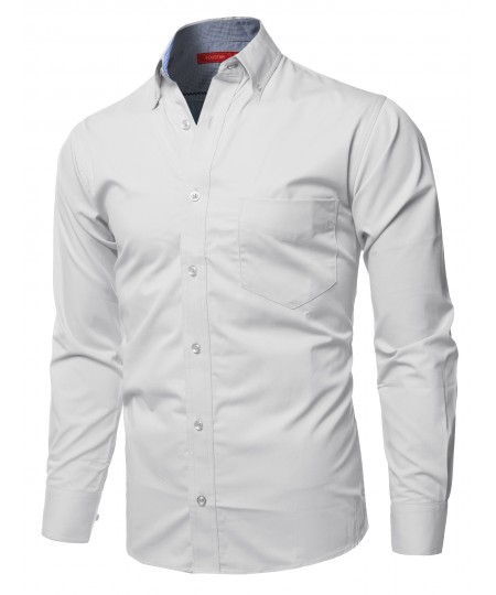 Men's Cotton Based Casual Formal Stylish Long Sleeves Button Down Shirt