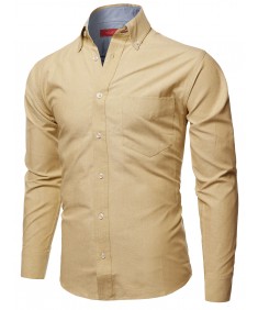 Men's Cotton Based Casual Formal Stylish Long Sleeves Button Down Shirt