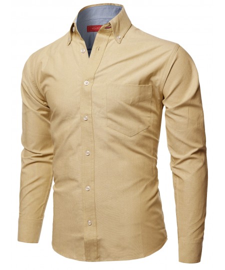 Men's Cotton Based Casual Formal Stylish Long Sleeves Button Down Shirt