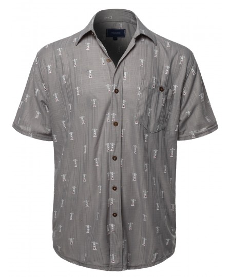 Men's Casual Hawaiian Print  Short Sleeve Button Down Shirts