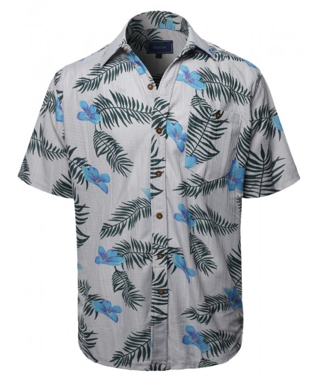 Men's Casual Hawaiian Print  Short Sleeve Button Down Shirts