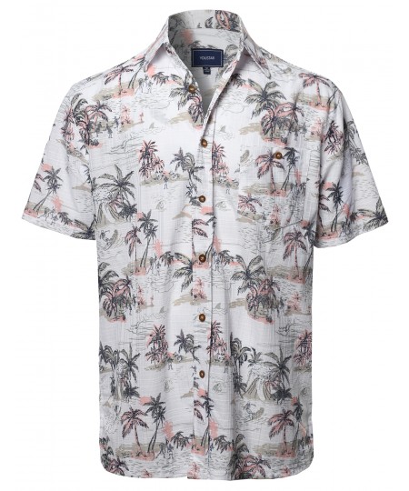 Men's Casual Hawaiian Print  Short Sleeve Button Down Shirts