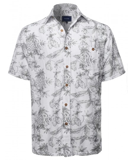 Men's Casual Hawaiian Print  Short Sleeve Button Down Shirts