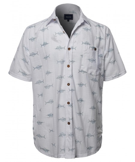 Men's Casual Hawaiian Print  Short Sleeve Button Down Shirts