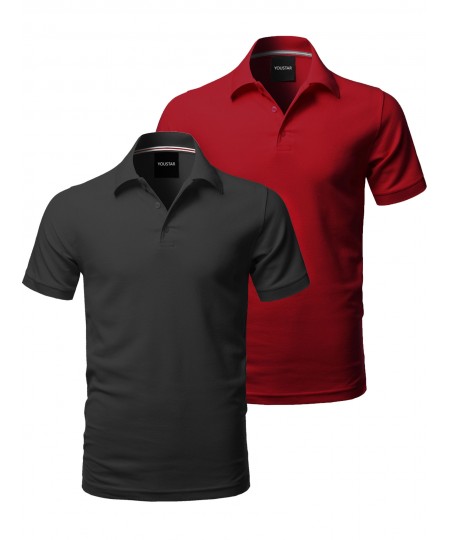 Men's Solid Short Sleeves Basic Premium Quality Side Slit Polo Shirt