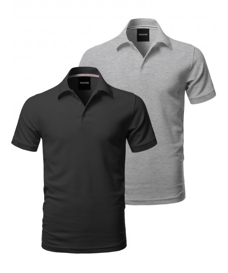 Men's Solid Short Sleeves Basic Premium Quality Side Slit Polo Shirt