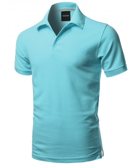 Men's Solid Short Sleeves Basic Premium Quality Side Slit Polo Shirt