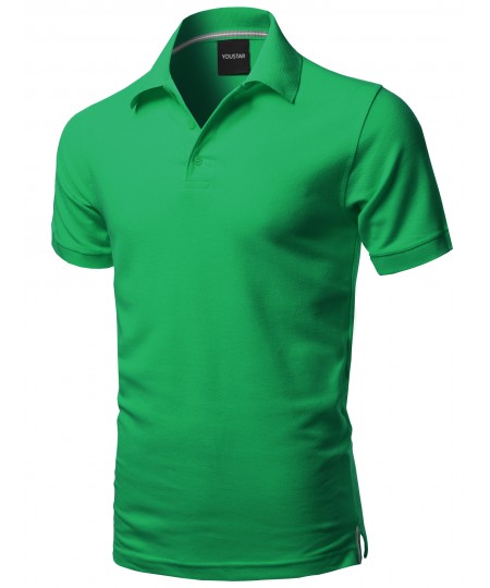 Men's Solid Short Sleeves Basic Premium Quality Side Slit Polo Shirt