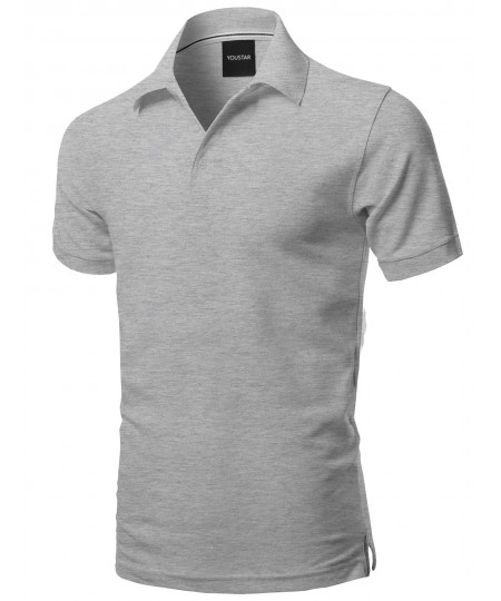 Men's Solid Short Sleeves Basic Premium Quality Side Slit Polo Shirt