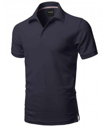 Men's Solid Short Sleeves Basic Premium Quality Side Slit Polo Shirt