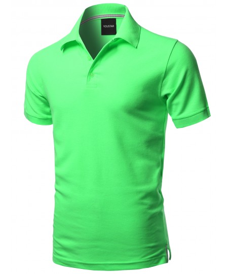 Men's Solid Short Sleeves Basic Premium Quality Side Slit Polo Shirt