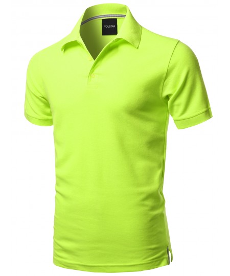 Men's Solid Short Sleeves Basic Premium Quality Side Slit Polo Shirt