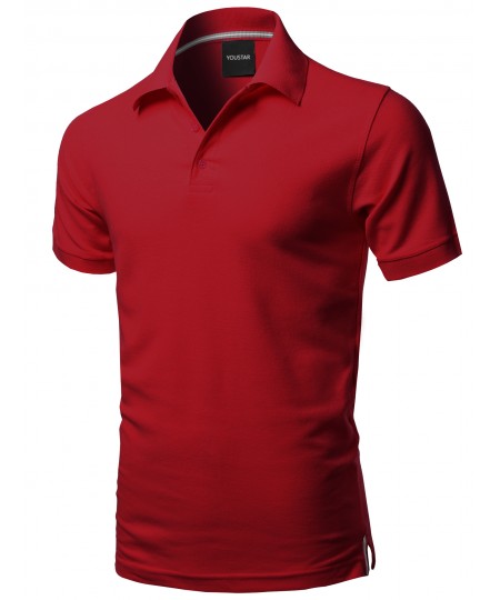 Men's Solid Short Sleeves Basic Premium Quality Side Slit Polo Shirt
