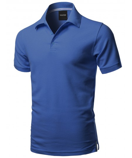 Men's Solid Short Sleeves Basic Premium Quality Side Slit Polo Shirt