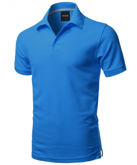 Men's Solid Short Sleeves Basic Premium Quality Side Slit Polo Shirt