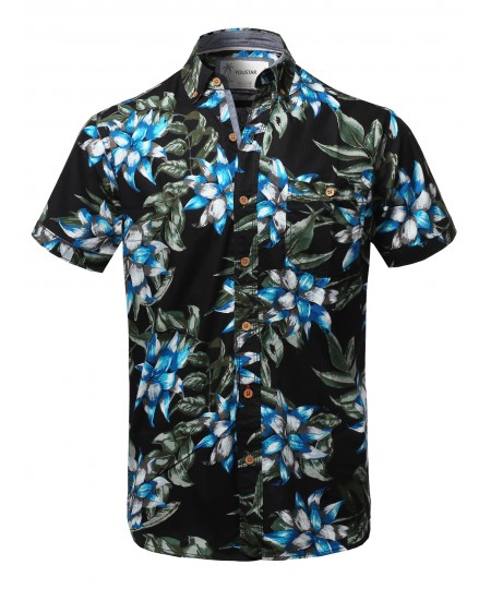 Men's Casual Tropical Beach Floral Print Hawaiian Shirts