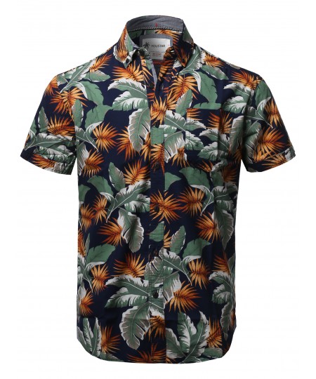 Men's Casual Tropical Beach Floral Print Hawaiian Shirts