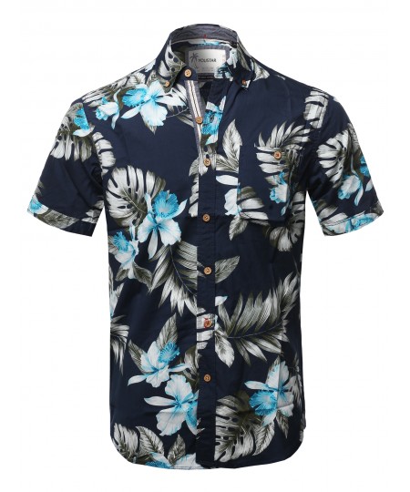 Men's Casual Tropical Beach Floral Print Hawaiian Shirts