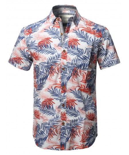 Men's Casual Tropical Beach Floral Print Hawaiian Shirts