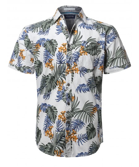 Men's Casual Tropical Beach Floral Print Hawaiian Shirts