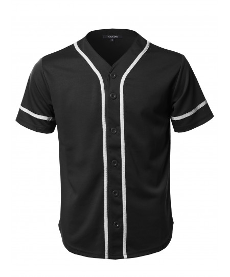 Men's Camouflage Front Button Closure Athletic Baseball Inspired Jersey Top