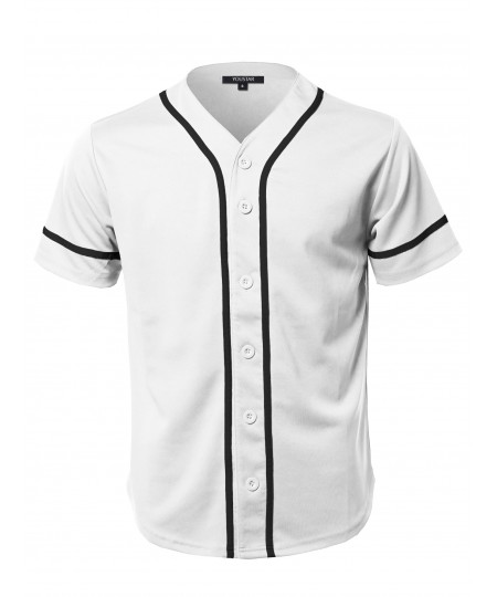 Men's Camouflage Front Button Closure Athletic Baseball Inspired Jersey Top