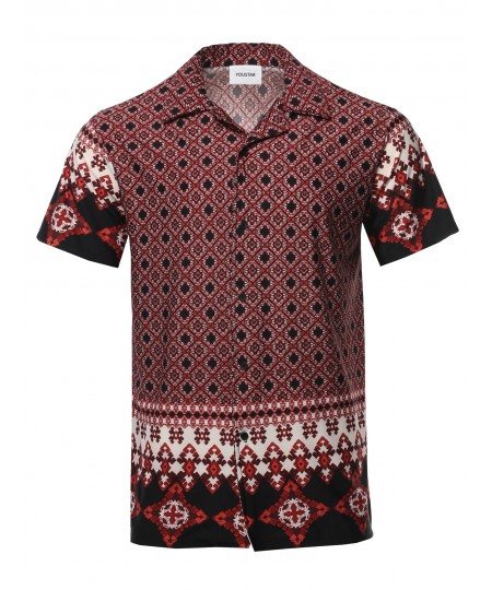 Men's Casual Printed Hawaiian Style Short Sleeves Shirt