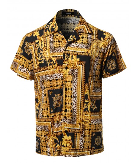 Men's Casual Printed Hawaiian Style Short Sleeves Shirt