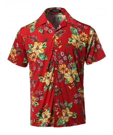 Men's Casual Printed Hawaiian Style Short Sleeves Shirt