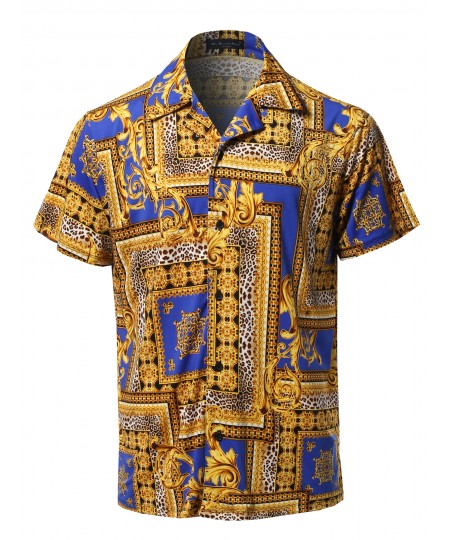 Men's Casual Printed Hawaiian Style Short Sleeves Shirt