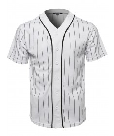 Men's Solid Hipster Baseball Team Pin Stripe Jersey Top