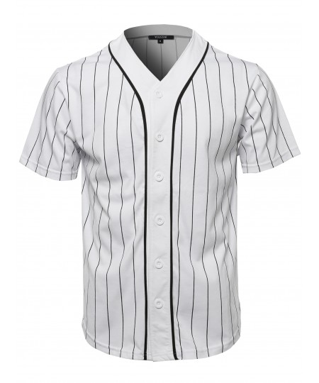 Men's Solid Hipster Baseball Team Pin Stripe Jersey Top