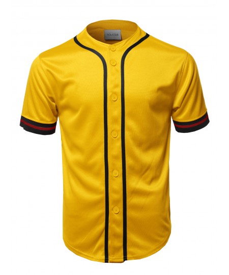 Men's Casual Hipster Short Sleeves Baseball Inspired Jersey Top