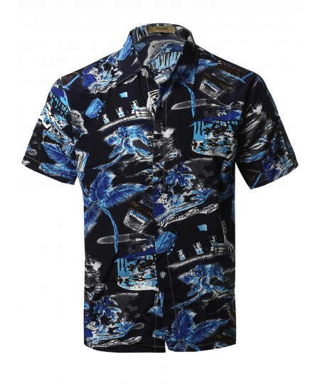 Men's Casual Hawaiian Short Sleeve Button Down Shirts