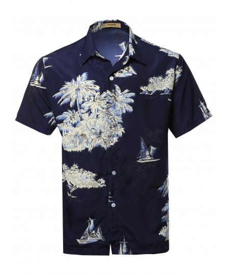 Men's Casual Hawaiian Short Sleeve Button Down Shirts