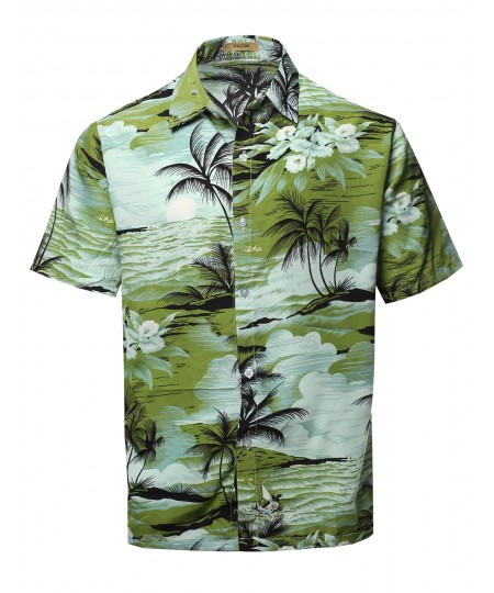 Men's Casual Hawaiian Short Sleeve Button Down Shirts