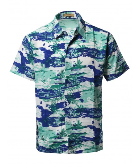 Men's Casual Hawaiian Short Sleeve Button Down Shirts