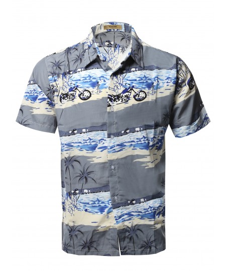 Men's Casual Hawaiian Short Sleeve Button Down Shirts